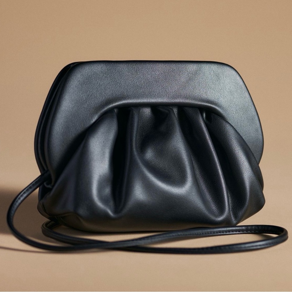 NWOT  Black Faux Leather Frame Clutch